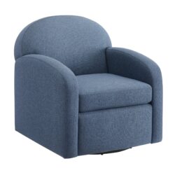 Eddie - Modern Swivel Chair With 360 Degree Functionality In Hemp Like Fabric - Blue
