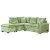 Convertible Sofa Bed Sectional Sofa Sleeper L-Shaped Sofa With A Storage Ottoman, Two Pillows, Two Power Sockets And Two USB Ports For Living Room - Green - Image 11