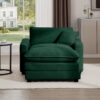 Classic Modern Comfortable Single Chair Deep Seat Sofa With Footstool Living Room & Bedroom - Green - Image 5