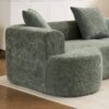 Modern Style Curved Sofa, Soft Corduroy Sofa With 3 Pillows, Living Room Ultra Smooth Curved Fabric Sofa - Green - Image 5