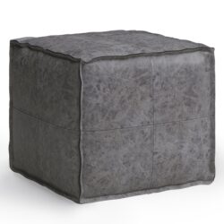 Brody - Square Pouf - Distressed Black