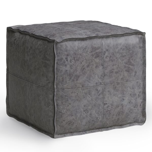 Brody - Square Pouf - Distressed Black