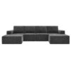 Modular U Shaped Sectional With Ottomans, Luxury Cloud Floor Couch With Deep Seat Fully Compressed Upholstered Sofa - Dark Gray - Image 2