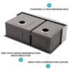 Double Bowl Sink 60 / 40 Split Apron Front Kitchen Sink In 16 Gauge With 2 10" Deep Basins 33" X21" X10" - Brushed Nickel - Image 8
