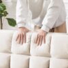 Modern Velvet Loveseat Futon Sofa Couch With Pullout Bedy Convertible Sleeper Sofa - Creamy White - Image 6