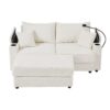 Modern Style Loveseat Sofa Sectional Sofa Couch With Storage Space, A Movable Ottoman, Two USB Ports, Two Cup Holders, A Phone Holder For Living Room - Beige - Image 17