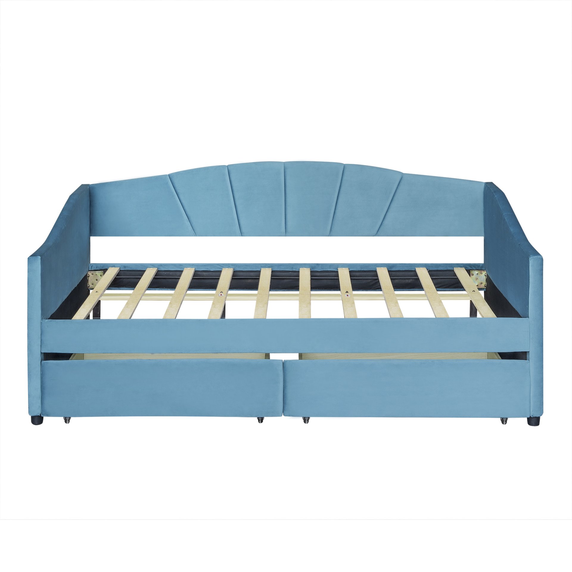 Twin Size Upholstered Daybed With Two Drawers And Slat - Blue - Image 10