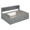 Full Size Daybed With 2 Bedside Cabinets, Upper Shelves And 4 Drawers - Gray - Image 21