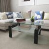 Rectangle Coffee Table, Modern Side Center Tables For Furniture - Clear / Black - Image 2