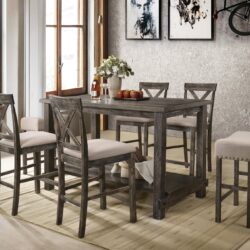 Martha II - 7 Pieces Counter Height Dining Room Set - Gray