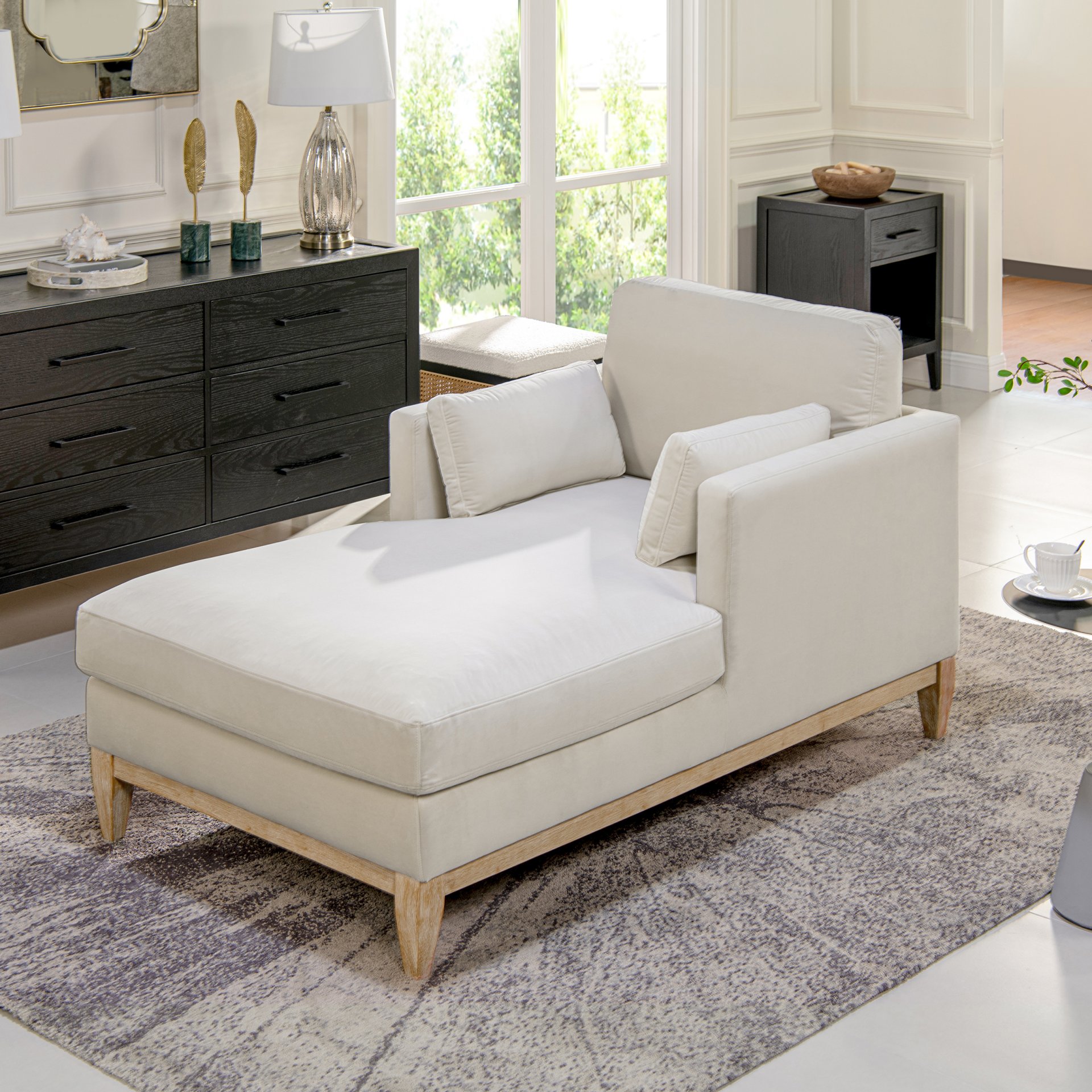 Knox - Modern Farmhouse Chaise Lounge Chair - French Beige - Image 10