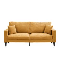 Modern Upholstered Resilience 3 Seater Sofa, Comfy Wooden Frame - Orange