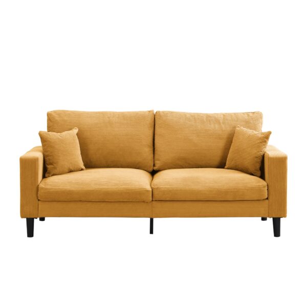Modern Upholstered Resilience 3 Seater Sofa, Comfy Wooden Frame - Orange
