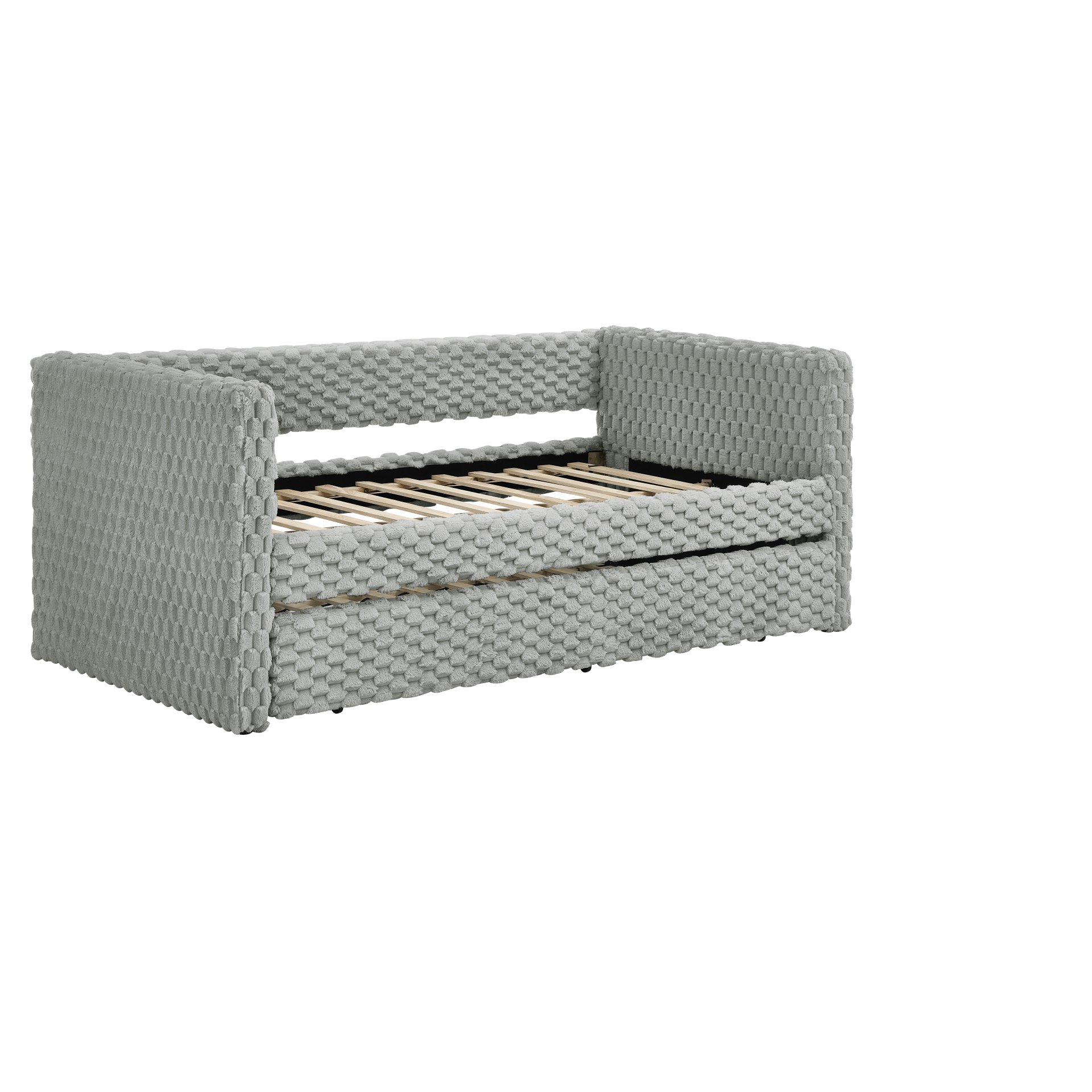 Modern Twin Size Daybed Upholstered Sofa Bed With Pull Out Feature - Dark Gray - Image 9