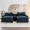 Contemporary Chenille Upholstered Sectional Sofa With Ottomans, USB Ports, Cup Holders & Storage - Blue - Image 7