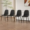 Modern Minimalist Dining Chair Set 4 Chairs, Upholstered Side Chairs With Metal Legs - Black - Image 5
