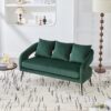 Open Back Loveseat Settee With 3 Pillows - Green - Image 5