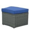 10 Piece Outdoor Sectional Half Round Patio Rattan Sofa Set, Wicker Conversation Furniture Set For Free Combination - Blue - Image 20
