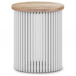 Demy - Metal And Wood Accent Table - Natural / White
