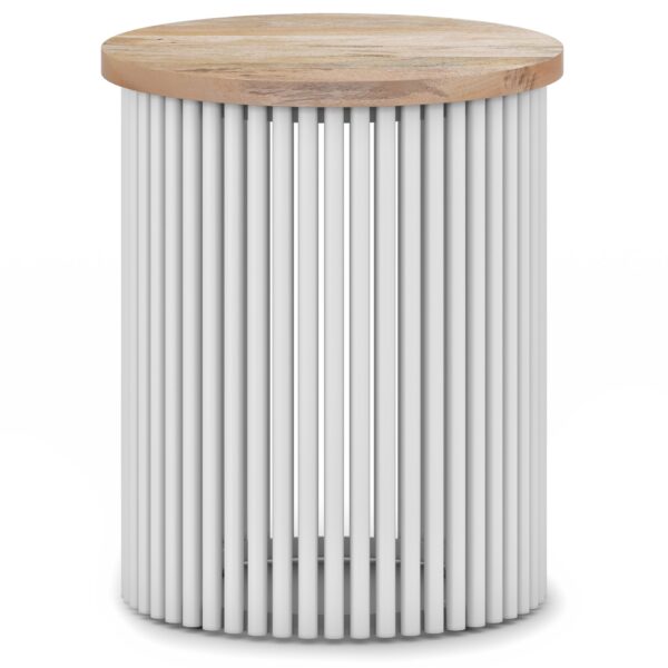 Demy - Metal And Wood Accent Table - Natural / White