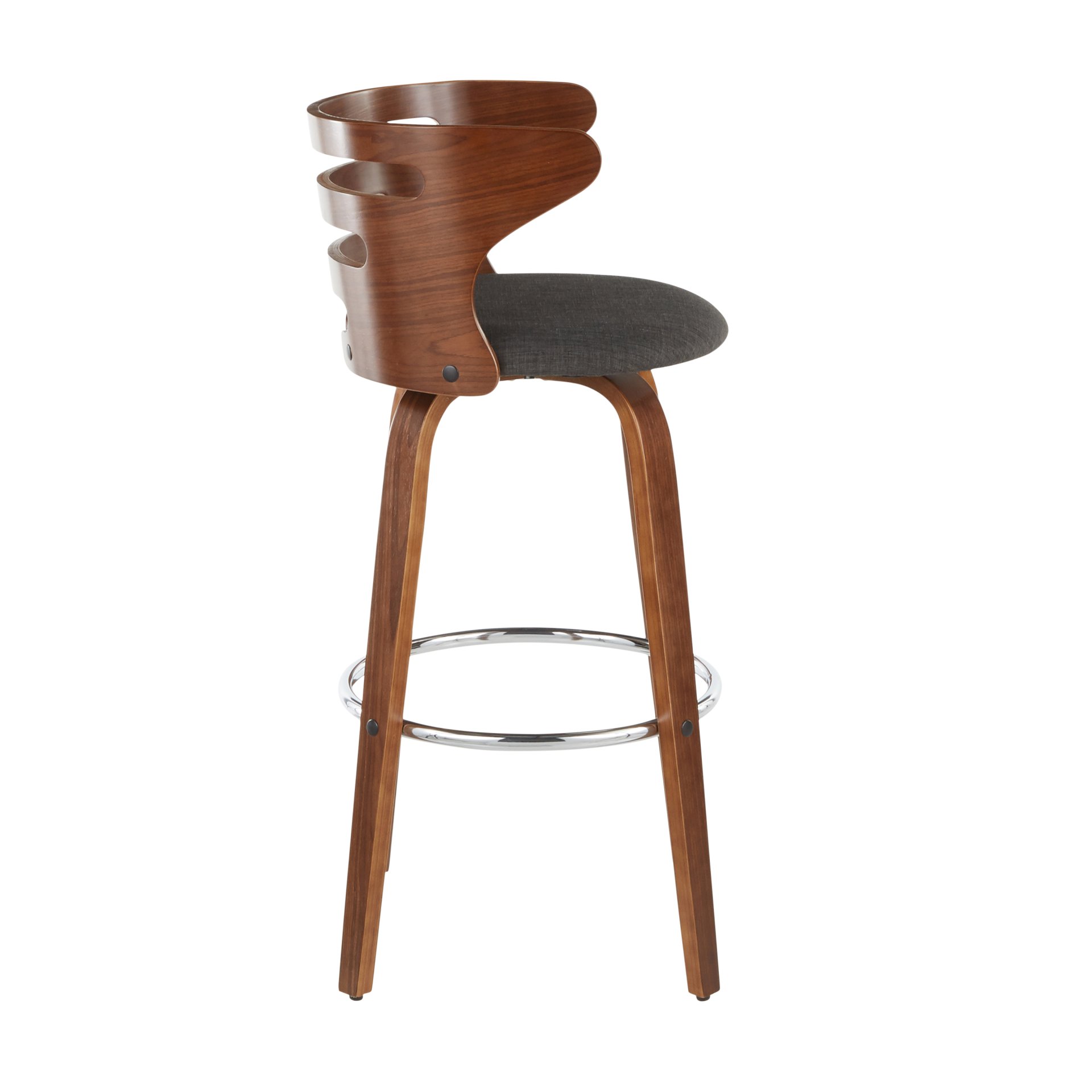 Cosini - Mid-Century Modern Barstool With Swivel (Set of 2) - Walnut / Charcoal - Image 3