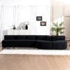Upholstered Sofa Free Combined Sofa Couch With 2 Chaise Lounge And 5 Back Pillows For Living Room - Black - Image 16