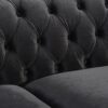 Chesterfield Style 3 Seater Sofa With Deep Button Tufting - Black - Image 11
