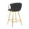 Modern Design High Stool With Gold Plated Legs For Kitchen Dining Linen (Set of 2) - Dark Gray - Image 15