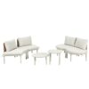 6 Piece Patio Sofa Furniture Set, Half Moon Outdoor Sectional Sofa With 2 High Low Coffee Tables, 4 Pillows & Cushions - Beige - Image 11