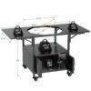 Outdoor Grill Table For Big Egg Style Bbq Metal Grill Cart With 2 Folding Panels Metal - Black - Image 3
