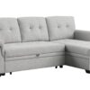 Destiny - Linen Reversible Sleeper Sectional Sofa With Storage Chaise - Light Gray - Image 3