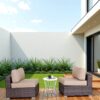 Wide Armless Outdoor Chairs With Cushions (Set of 2) - Beige - Image 2