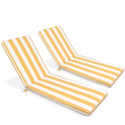 2 Piece Outdoor Chaise Lounge Cushion Set, Replacement Cushions For Patio Furniture - Yellow / White