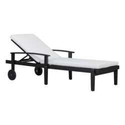 Jason - Chaise Lounge Adjustable Acacia Wood Outdoor Furniture - Black White