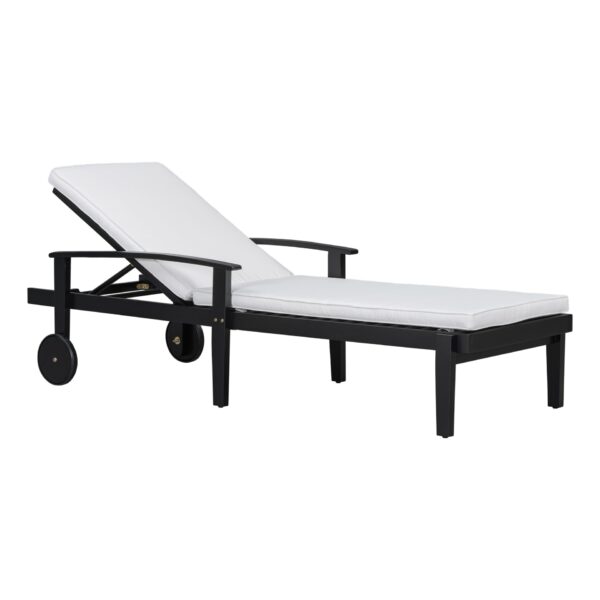 Jason - Chaise Lounge Adjustable Acacia Wood Outdoor Furniture - Black White
