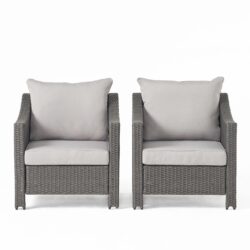 Stylish Outdoor Antibes Armchair Set With Water Resistant Cushions - Gray
