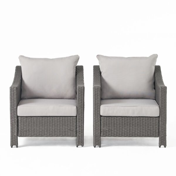 Stylish Outdoor Antibes Armchair Set With Water Resistant Cushions - Gray