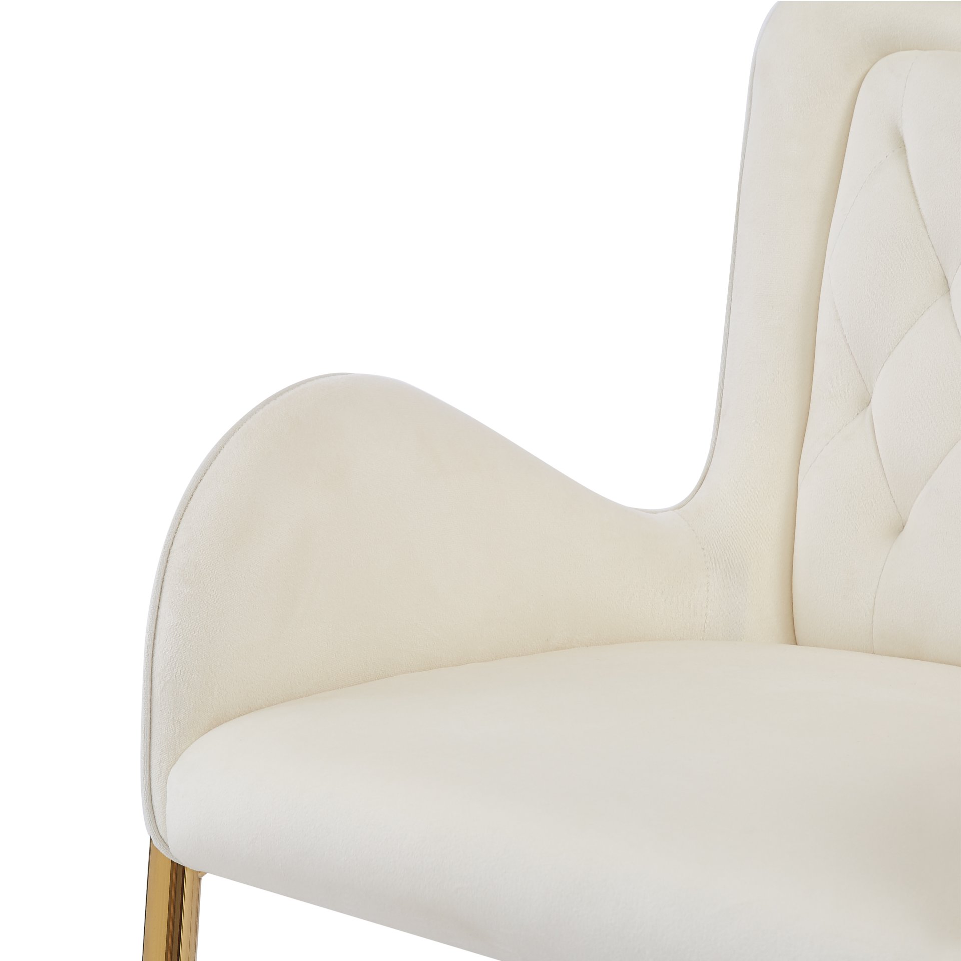 Velvet Counter Height Bar Stools (Set of 2) With Golden Legs And Footrests - White - Image 14