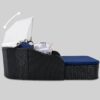 Outdoor Sunbed With Adjustable Canopy, Double Lounge, Daybed - Black / Blue - Image 7