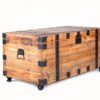 Trunk Table With Four Wheel Large Capacity Storage Coffee Table - Natural / Black - Image 3