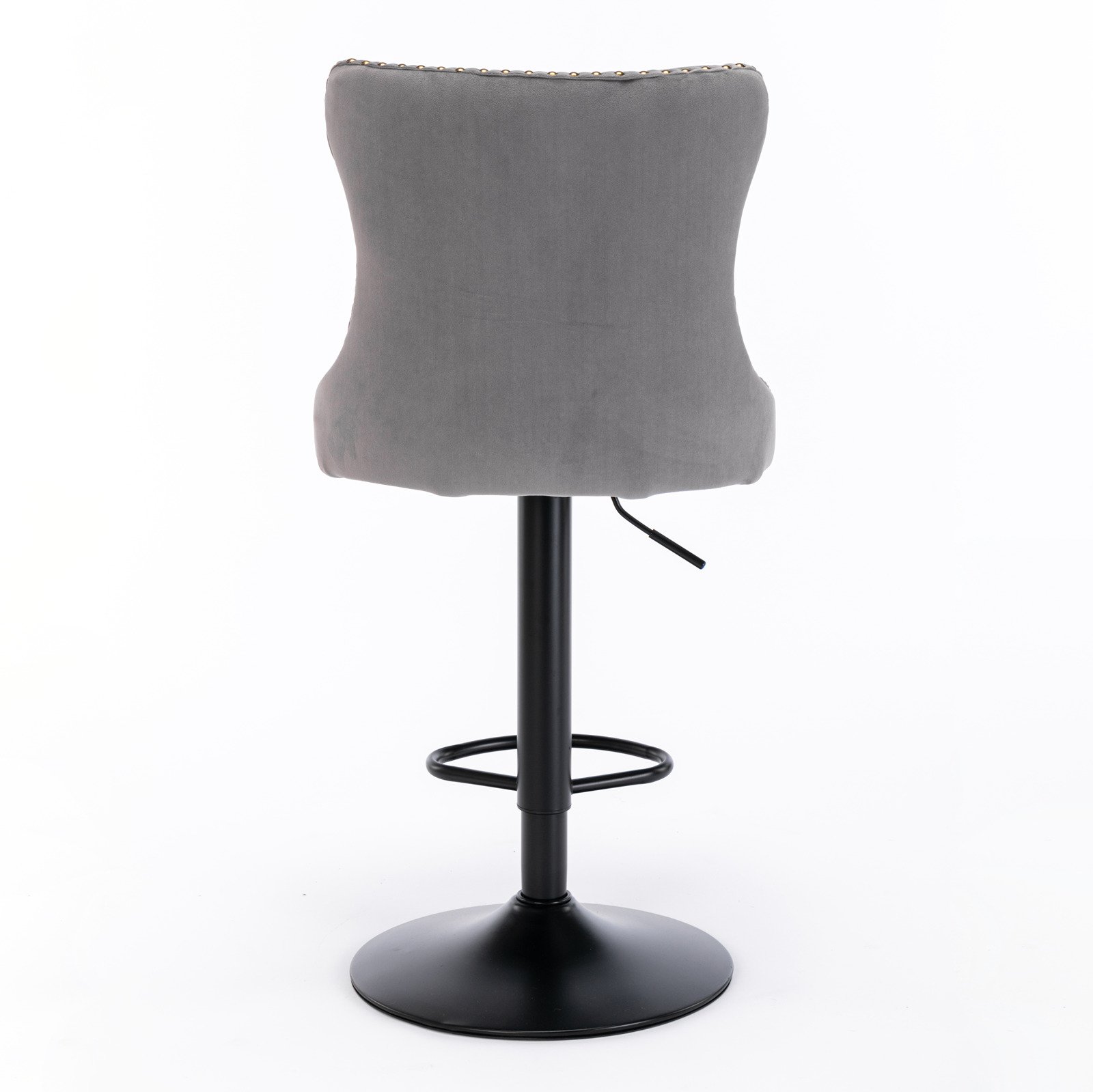 Swivel Velvet Barstools Adjusatble Seat Height, Modern Upholstered Bar Stools With Backs Comfortable Tufted For Home Pub And Kitchen Island (Set of 2) - Gray - Image 8