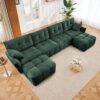 Modern Style 4 Seater Sofa Set With 2 Ottomans Frame - Premium Green - Image 12
