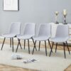 Comfortable Linen Cotton Dining Chair Set 4 Pieces - Light Gray - Image 2