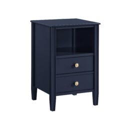 Winston - 2 Drawer Storage Nightstand With Knobs And Fluted Legs - Dark Blue