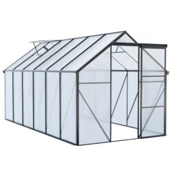Polycarbonate Greenhouse Raised Base And Anchor Aluminum Heavy Duty Walk-In Greenhouses For Outdoor Backyard In All Season - Black
