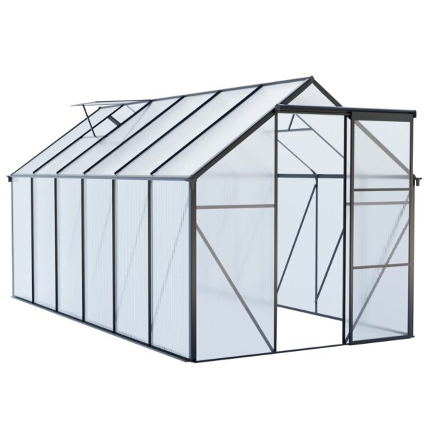 Polycarbonate Greenhouse Raised Base And Anchor Aluminum Heavy Duty Walk-In Greenhouses For Outdoor Backyard In All Season - Black