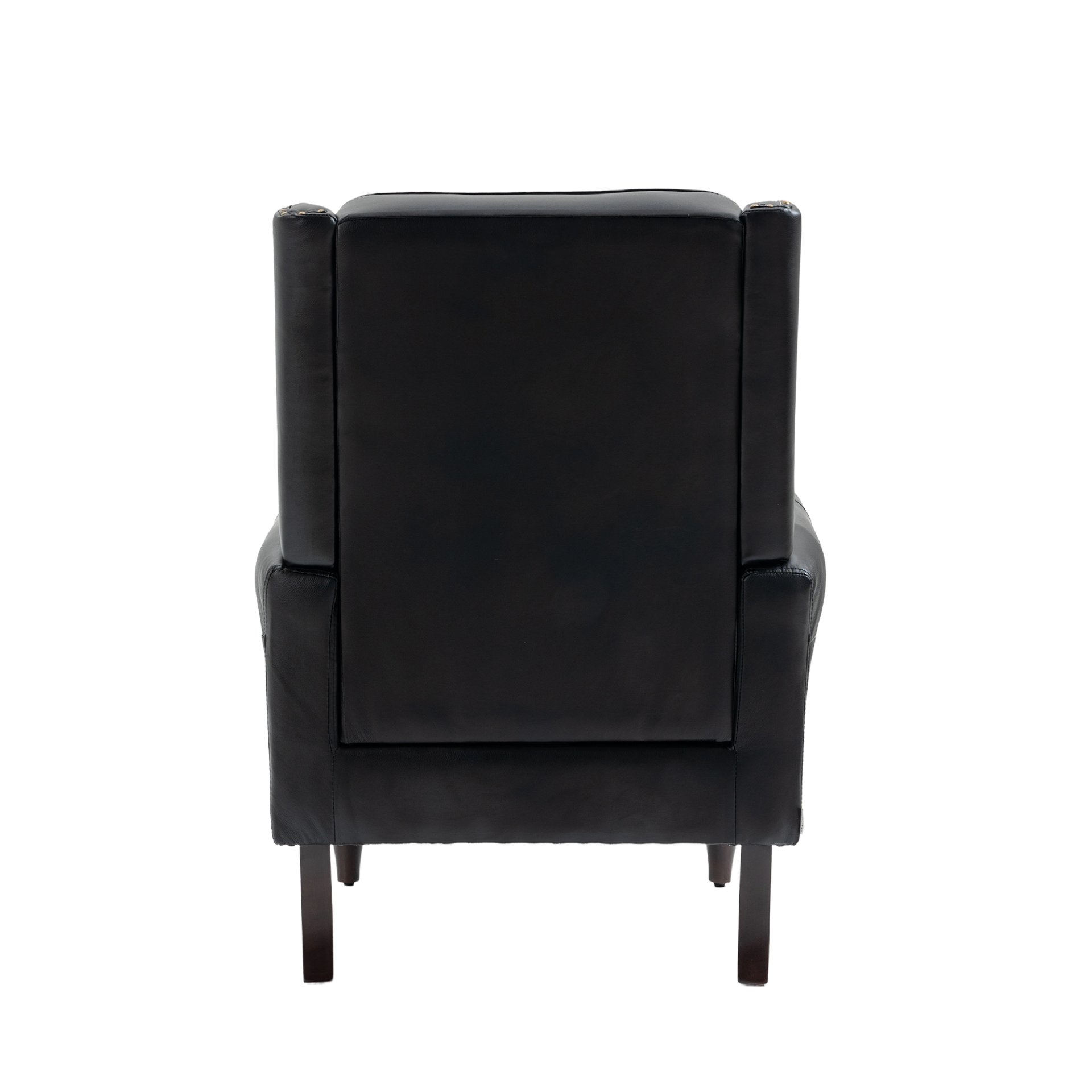 Modern Accent Armchair With Sturdy Wood Legs Leather For Living Room Or Bedroom - Black - Image 13