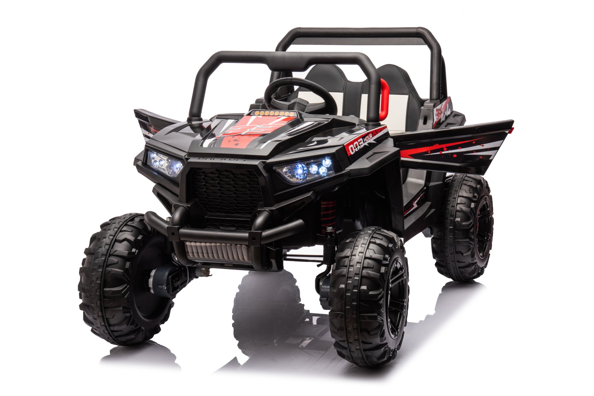 12V7A*1 30W*4 Four-Wheel Drive Leather Seat One Button Start, Forward And Backward, High And Low Speed, Music, Front Light, Power Display, Two Doors Can Open, 2.4G R / C, Seat Belt Four Wheel Absorber - Black - Image 6