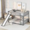 Full Over Full Bunk Bed With Slide And Ladder - Gray - Image 2