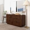 Lola - Mid-Century Modern Dresser With 6 Drawers - Dark Brown - Image 6